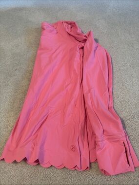 Lilly Pulitzer Pink Scalloped Hem Long Sleeve Top